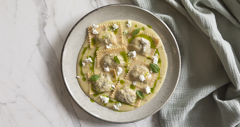 Homemade agnolotti pasta filled with greens and anthotyro cheese | Akis ...