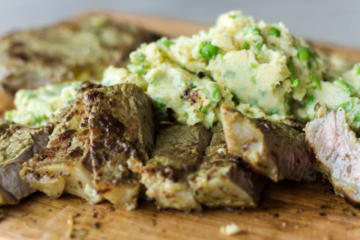 Steaks with honey mustard sauce and polenta Akis Petretzikis